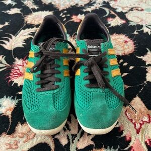 adidas Green Sneakers with Yellow Stripes